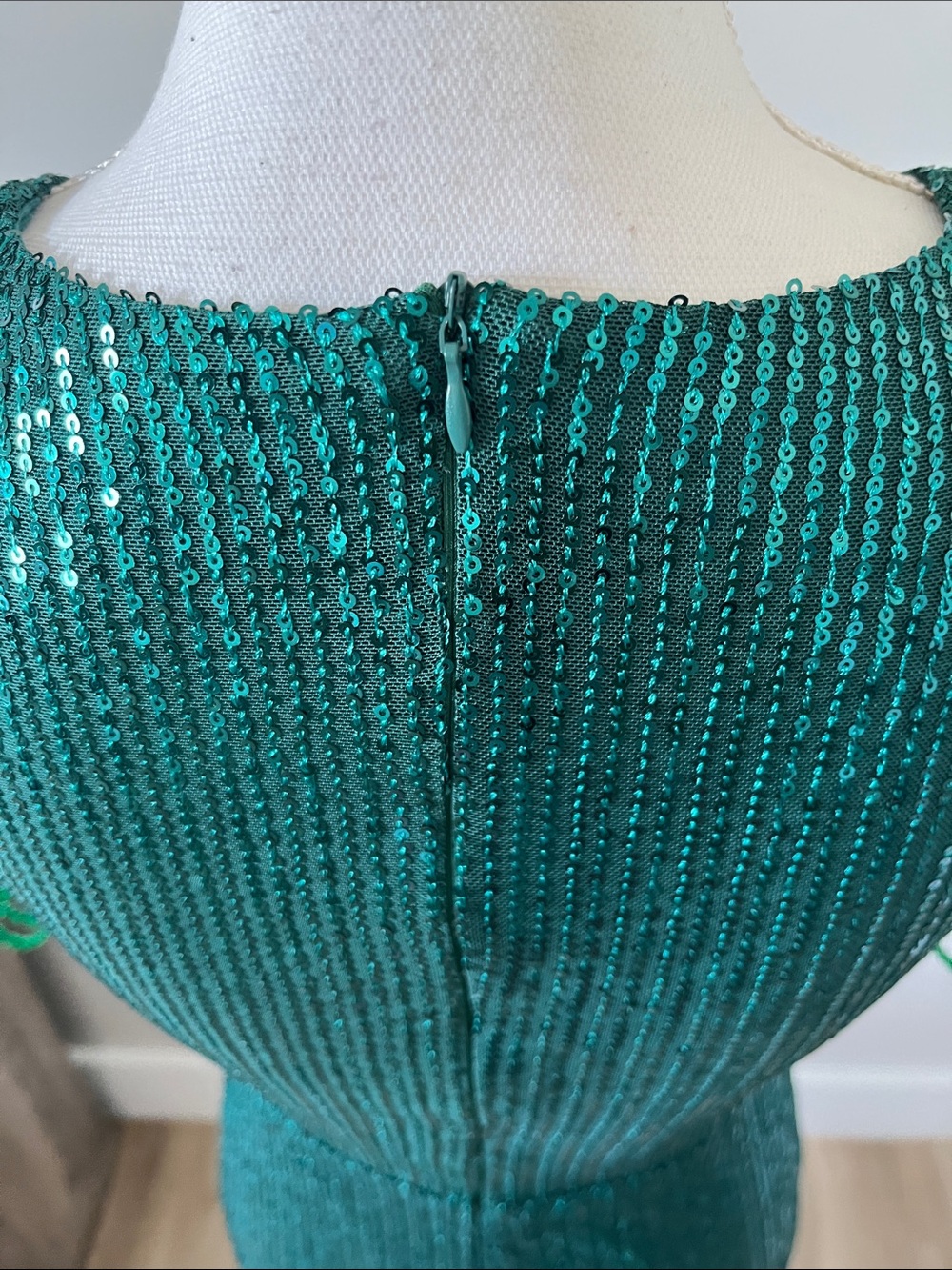 Emerald Green Sequin Fringe Maxi Dress - Picture 9 of 12